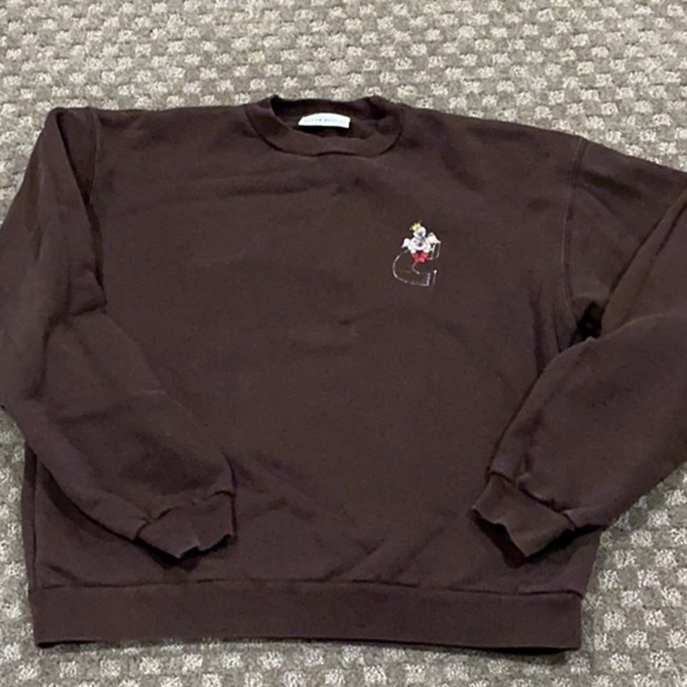 Cherry LA Brown Crewneck with Small Floral Emblem